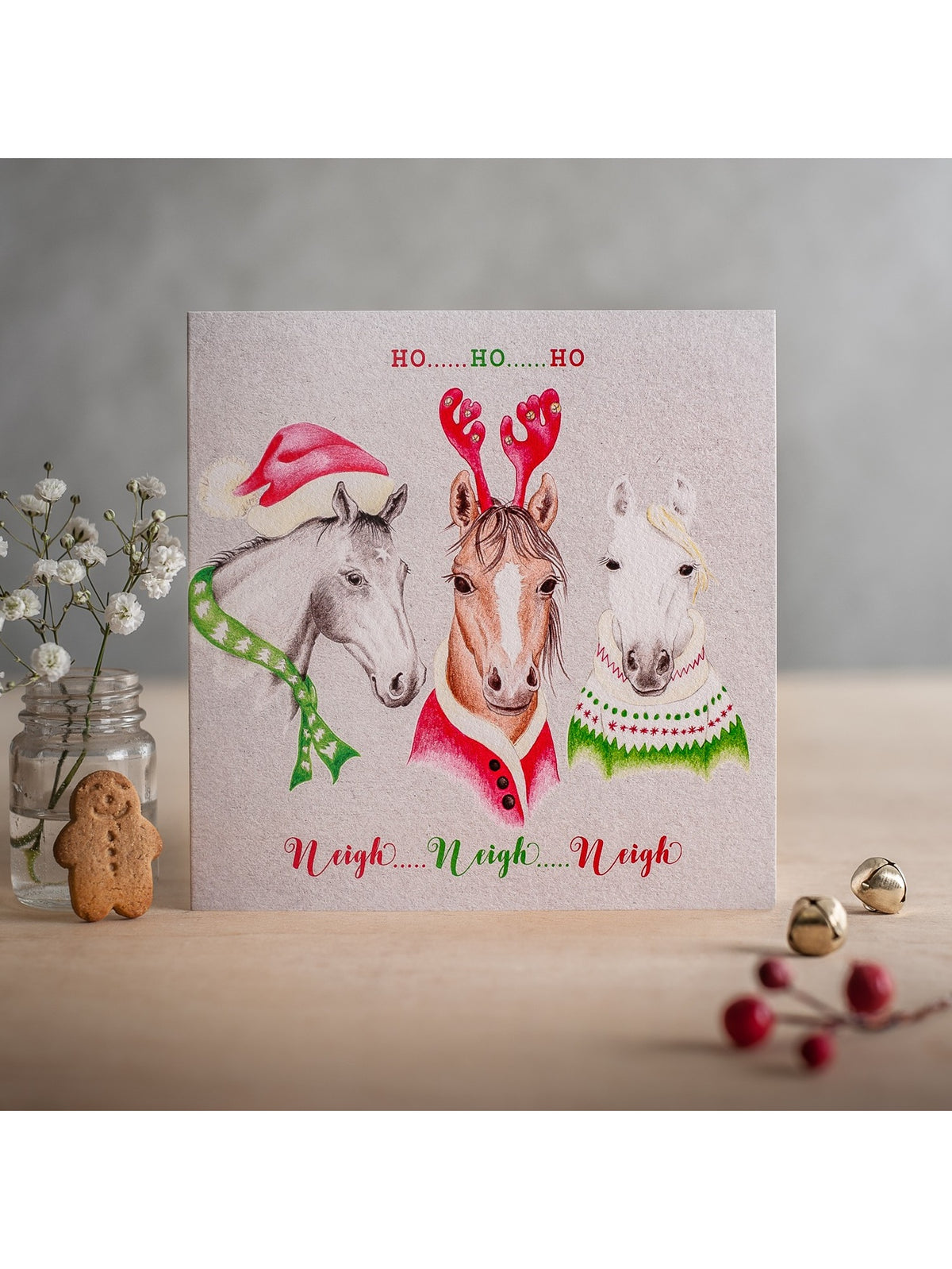 Deckled Edge Ho Ho Ho Christmas Card