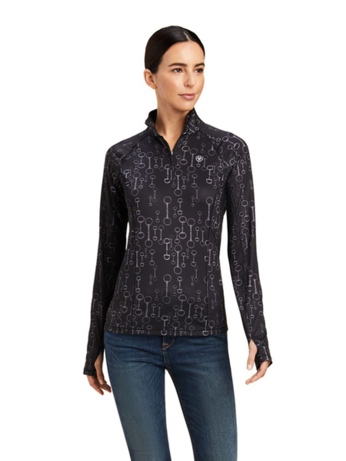 Ariat Lowell 2.0 1/4 Zip Baselayer- Bit Print