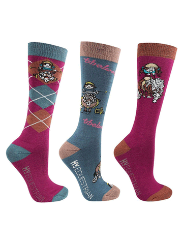 3 Pack Thelwell Collection 'Pony Friends' Socks- For Children