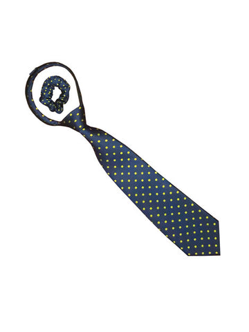 Polka Dot Child's Zipper Tie Navy with Gold Dots