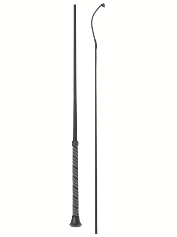 Fleck Woven Dressage Whip With Rubber Grip Handle- Black