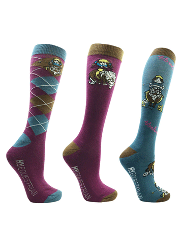 3 Pack Thelwell Collection 'Pony Friends' Socks