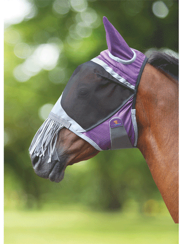 Shires FlyGuard Pro Deluxe Fly Mask with Ears & Nose Fringe