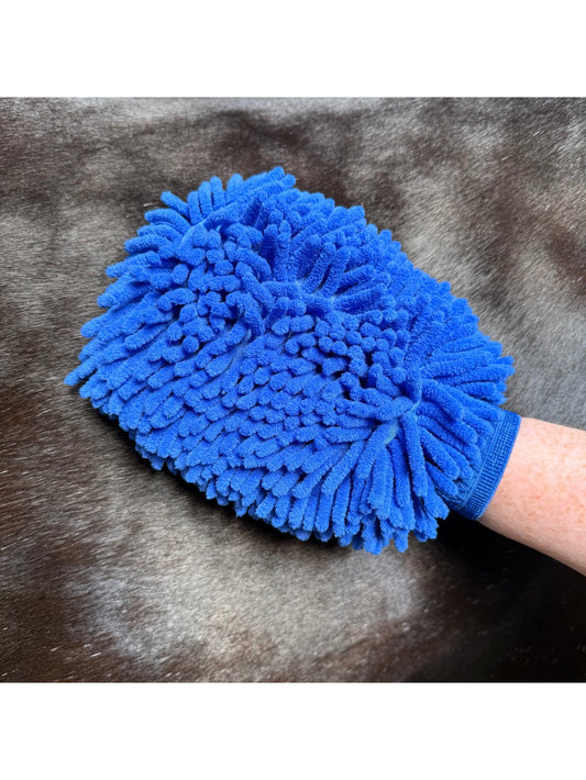 Smart Grooming Microfibre Grooming Mitt - Blue | Ultra-soft microfibre | Cleans, polishes and applies products | Gentle around eyes, ears and muzzle | For horses, ponies and dogs