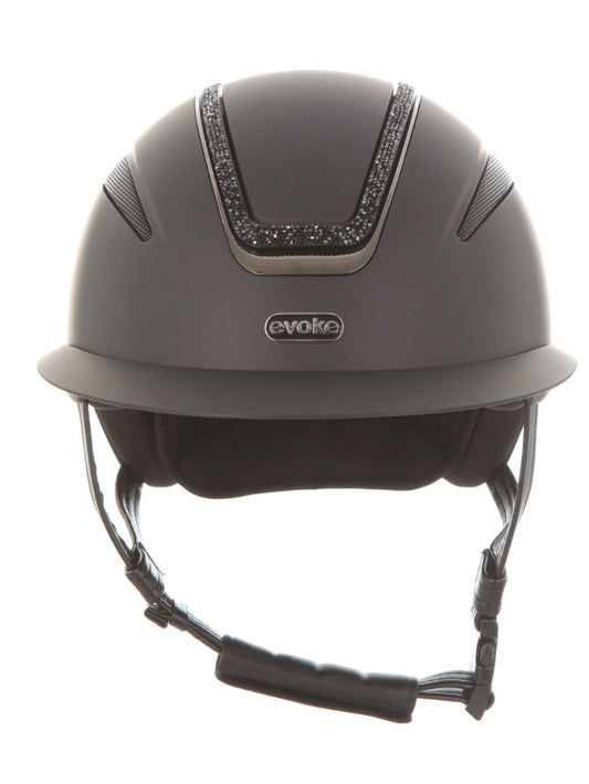 Evoke Callisto Riding Hat Wide Peak Black / Black Crystal Frame