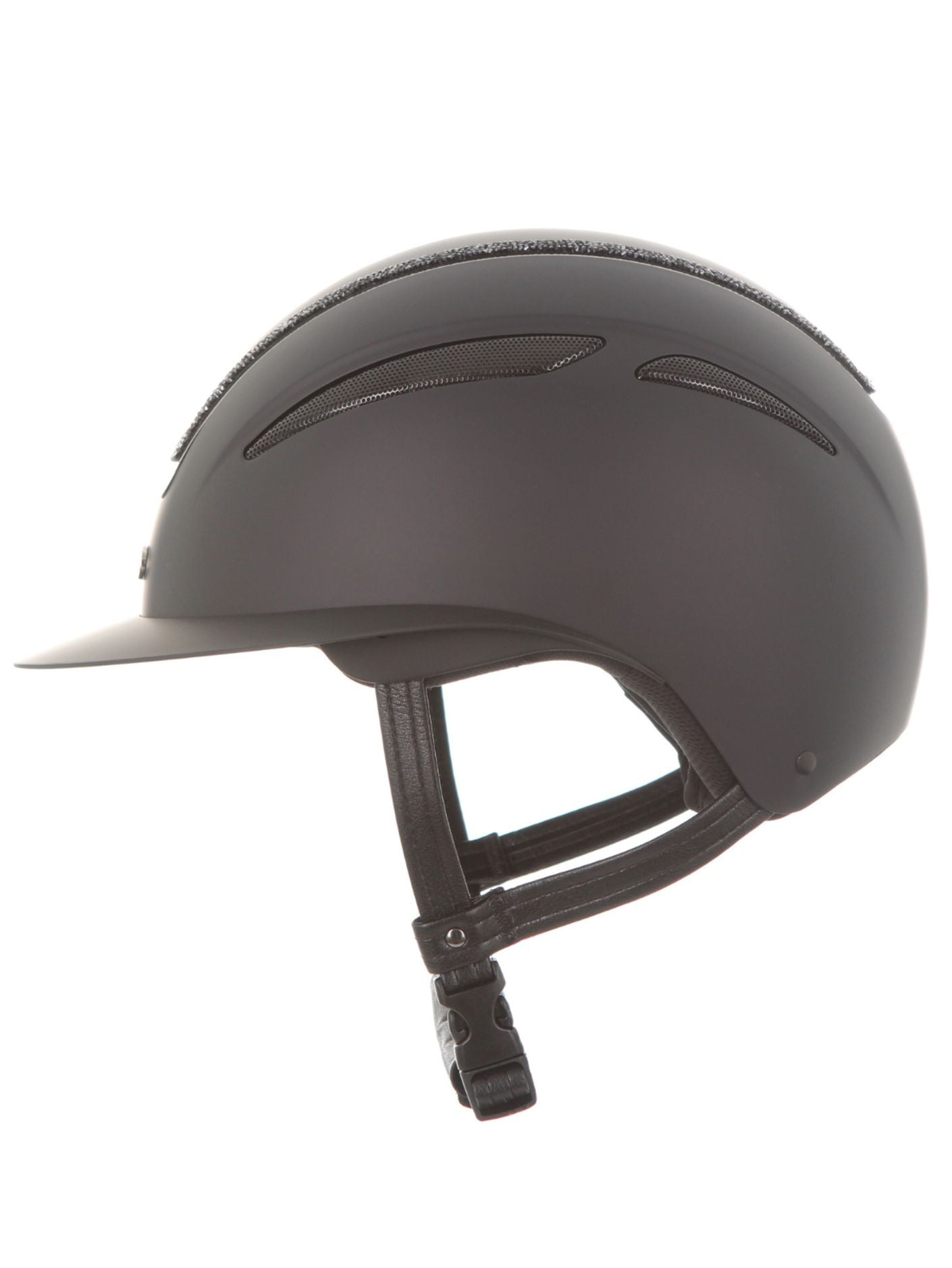 Evoke Callisto Riding Hat Wide Peak Black / Black Crystal Frame