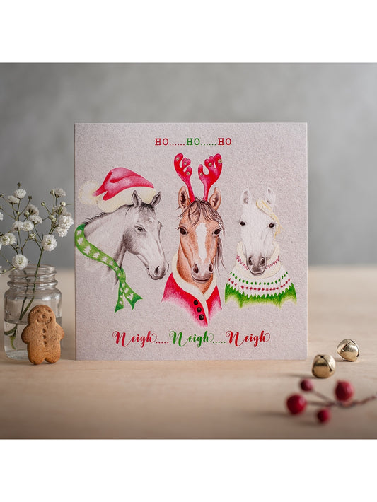 Deckled Edge Ho Ho Ho Christmas Card