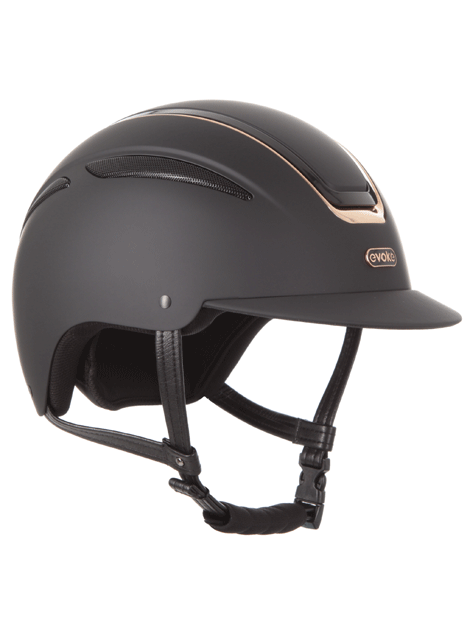 Evoke Callisto Riding Hat Classic Peak Black / Rose Gold