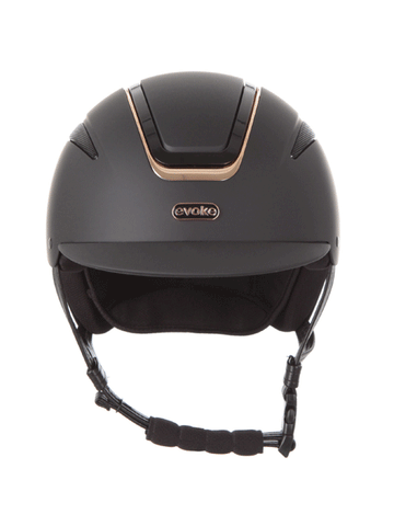 Evoke Callisto Riding Hat Classic Peak Black / Rose Gold