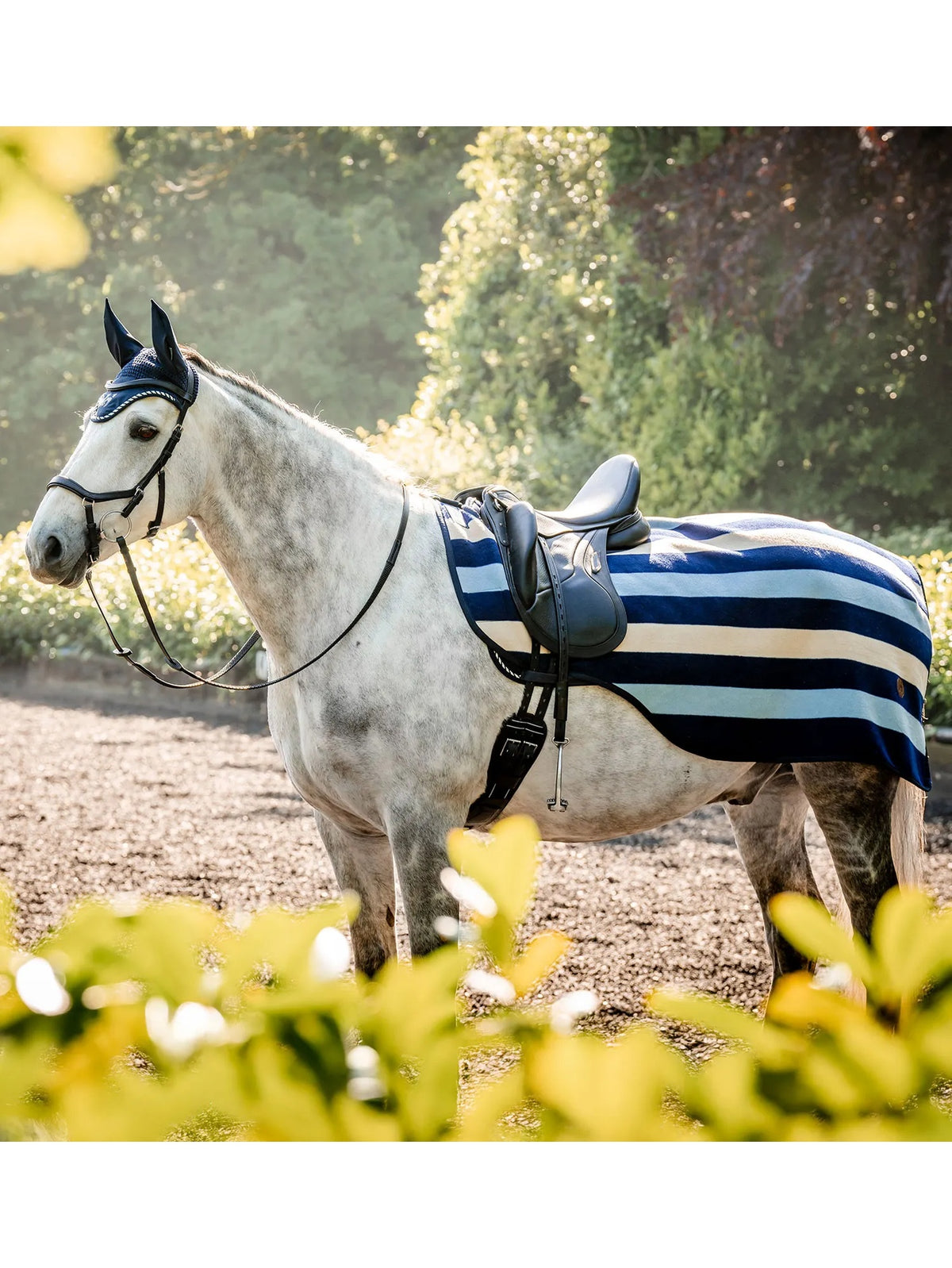 Horseware Newmarket Exercise Sheet | Navy | On horse