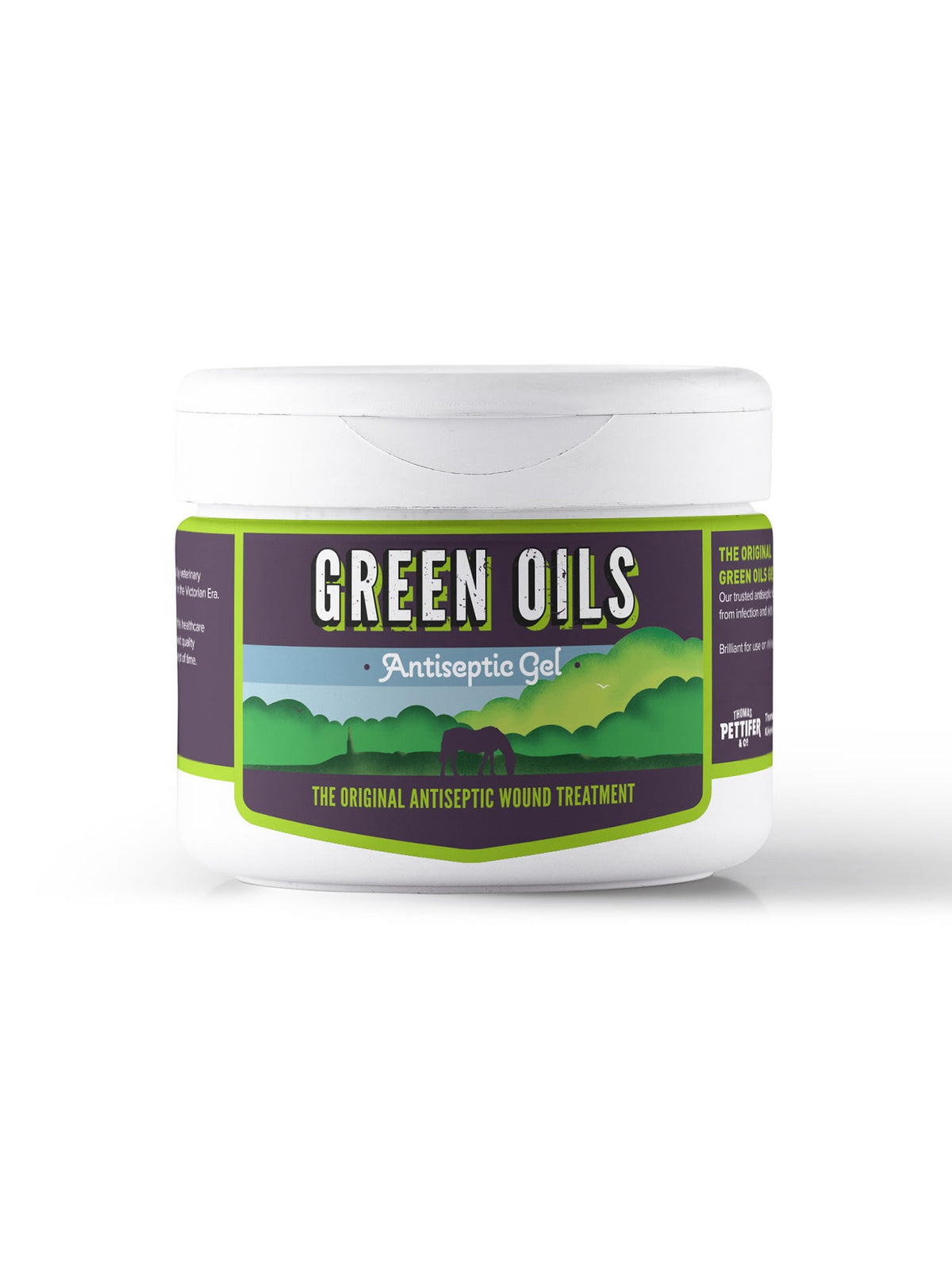 Thomas Pettifer Green Oils Antiseptic Gel in a 400g white tub