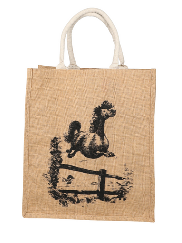 Hy Equestrian Thelwell Collection Large Hessian Bag- Natural Jumper