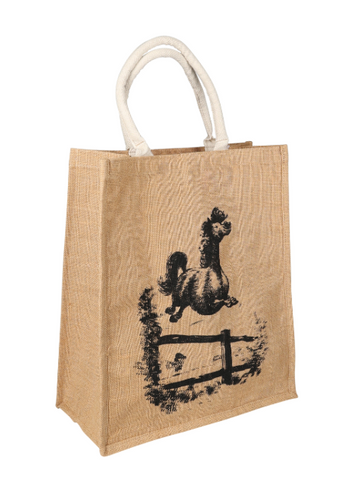 Hy Equestrian Thelwell Collection Large Hessian Bag- Natural Jumper