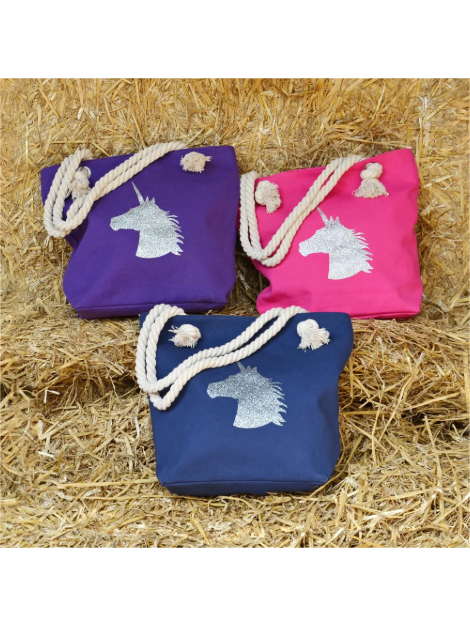 Unicorn Glitter Tote Bag in Navy, Hy Equestrian
