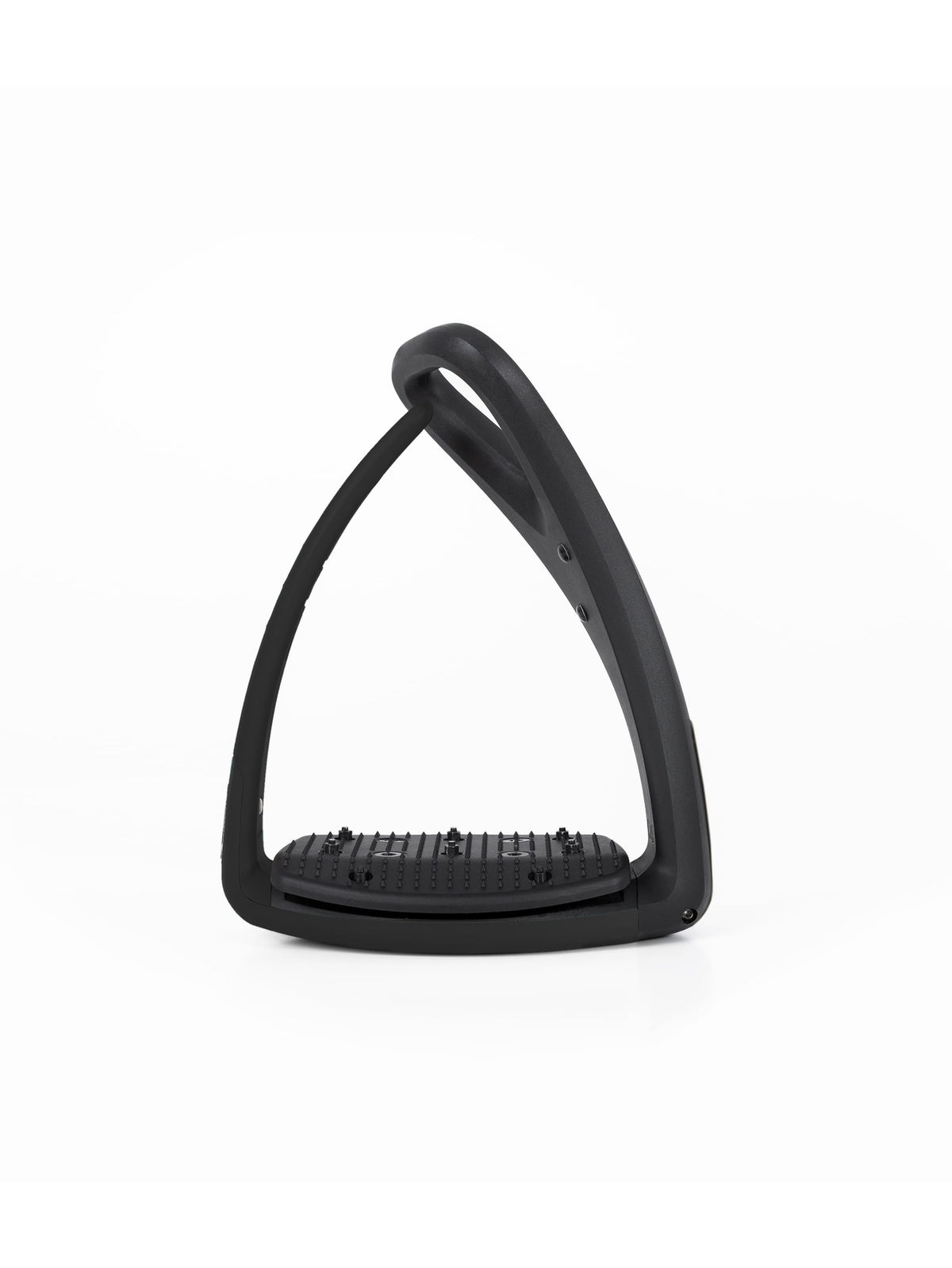 Freejump Soft'Up Pro safety stirrup in Black/Black, rear view of the open black outer branch