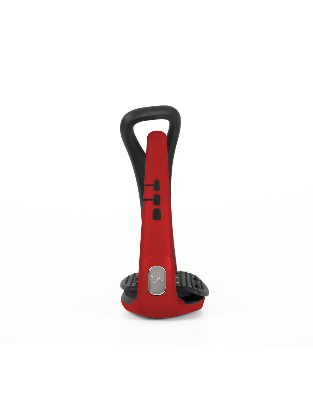 Freejump Soft'Up Pro safety stirrup in Black/Hot Pepper Red, side view of the hot pepper red Elastollan outer branch