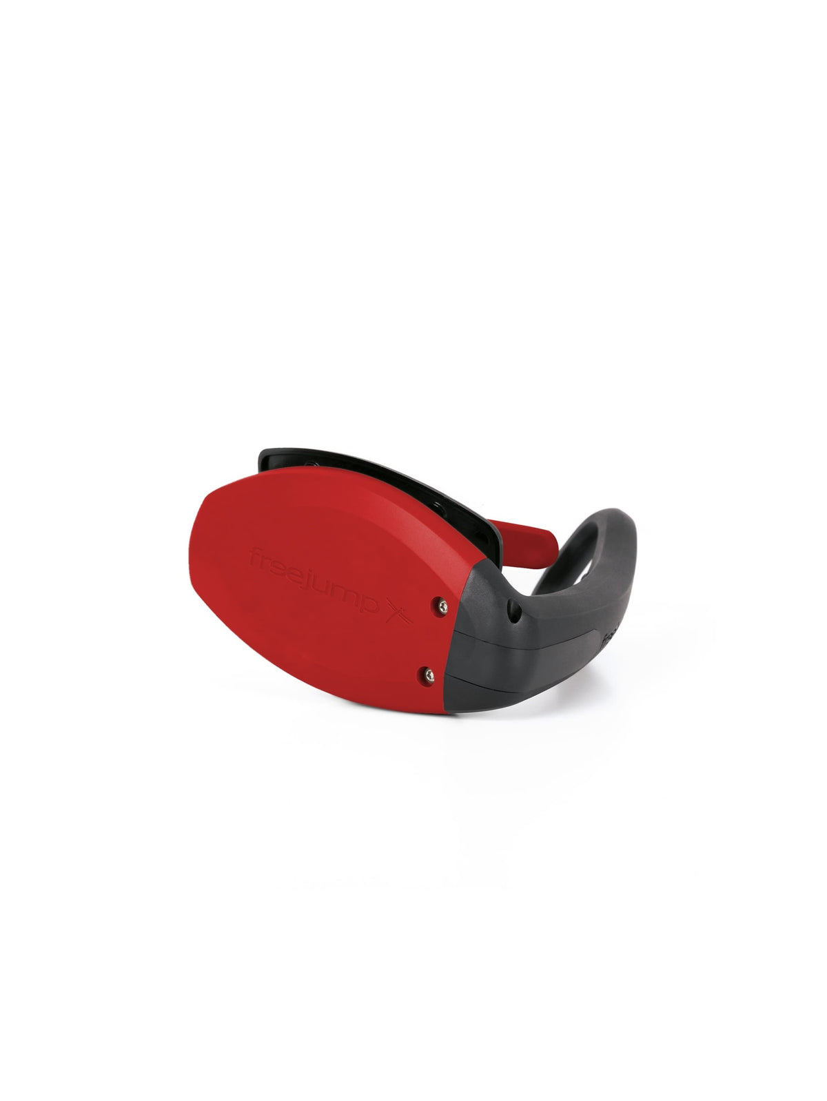 Freejump Soft'Up Pro safety stirrup in Black/Hot Pepper Red, underside view of the hot pepper red tread base