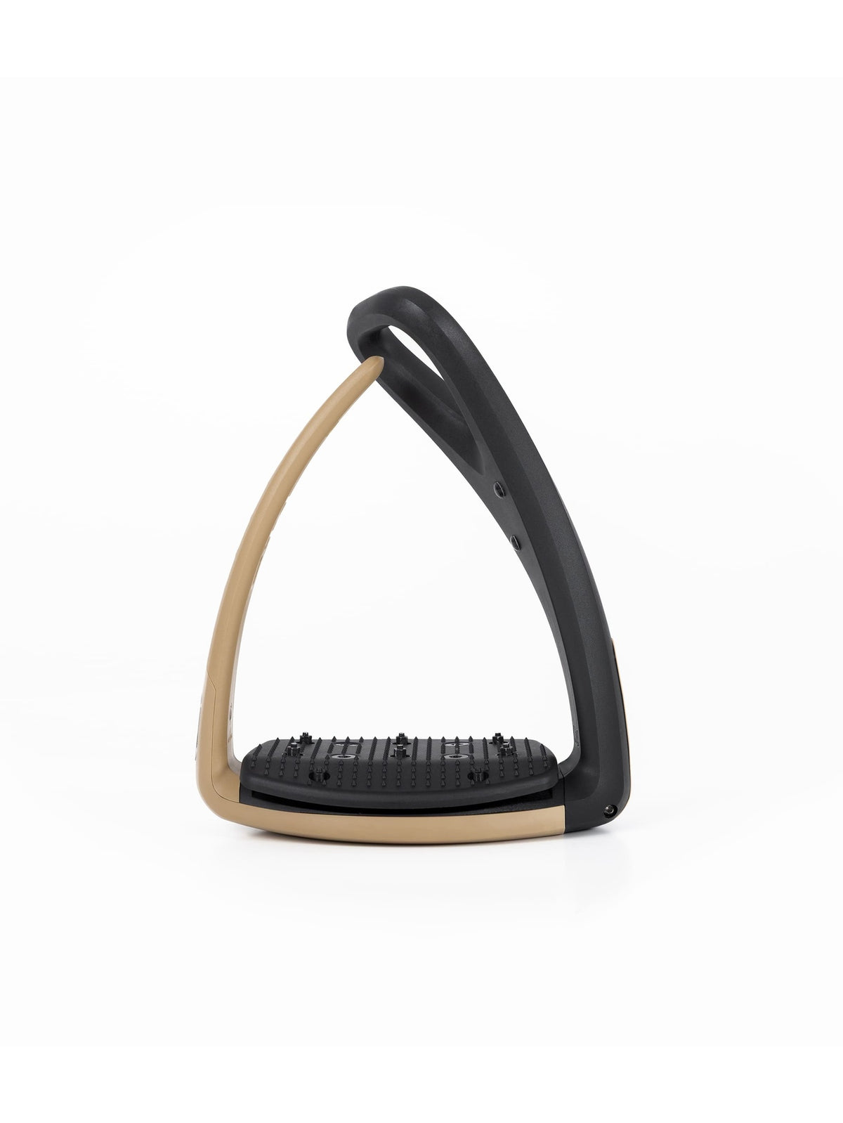 Freejump Soft'Up Pro safety stirrup in Black/Latte, rear view of the open latte outer branch