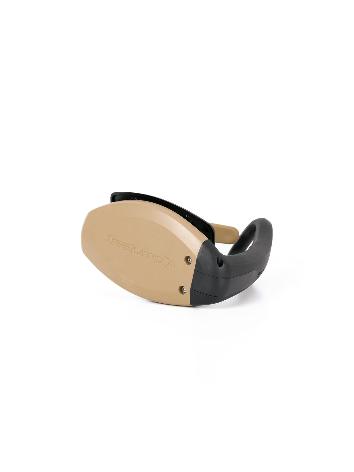 Freejump Soft'Up Pro safety stirrup in Black/Latte, underside view of the latte tread base