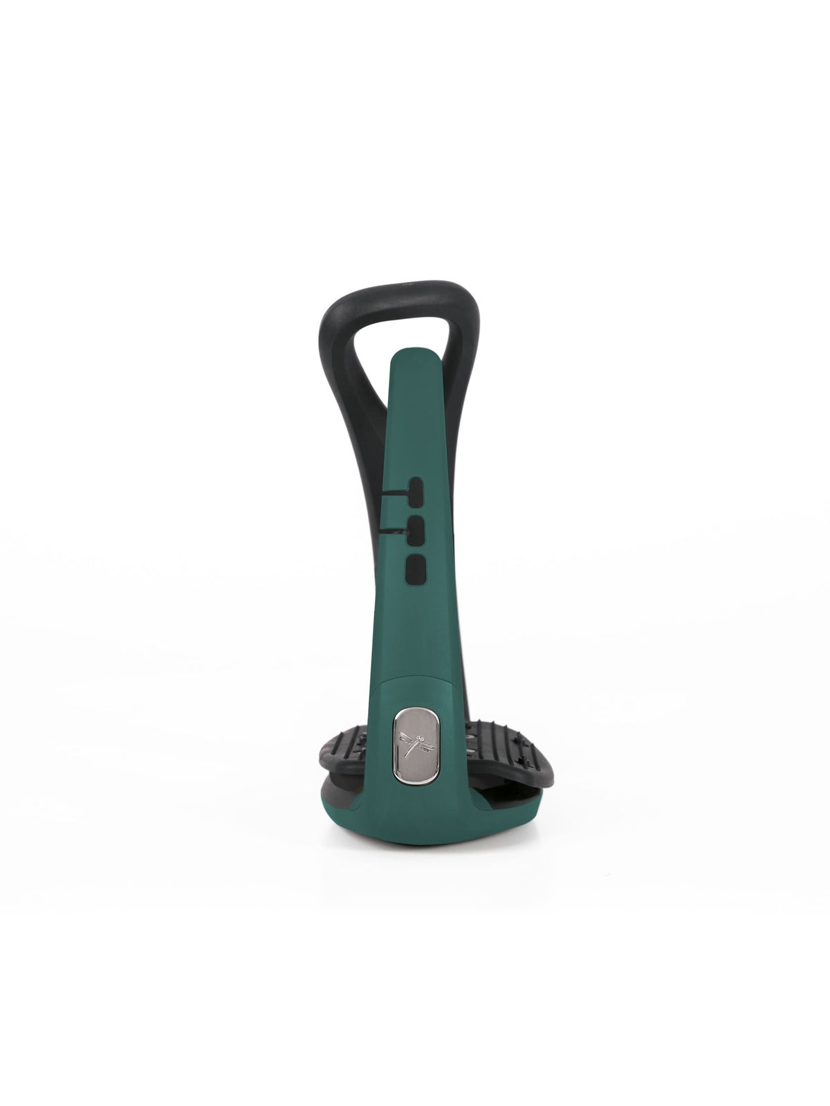 Freejump Soft'Up Pro safety stirrup in Black/Teal, side view of the teal Elastollan outer branch