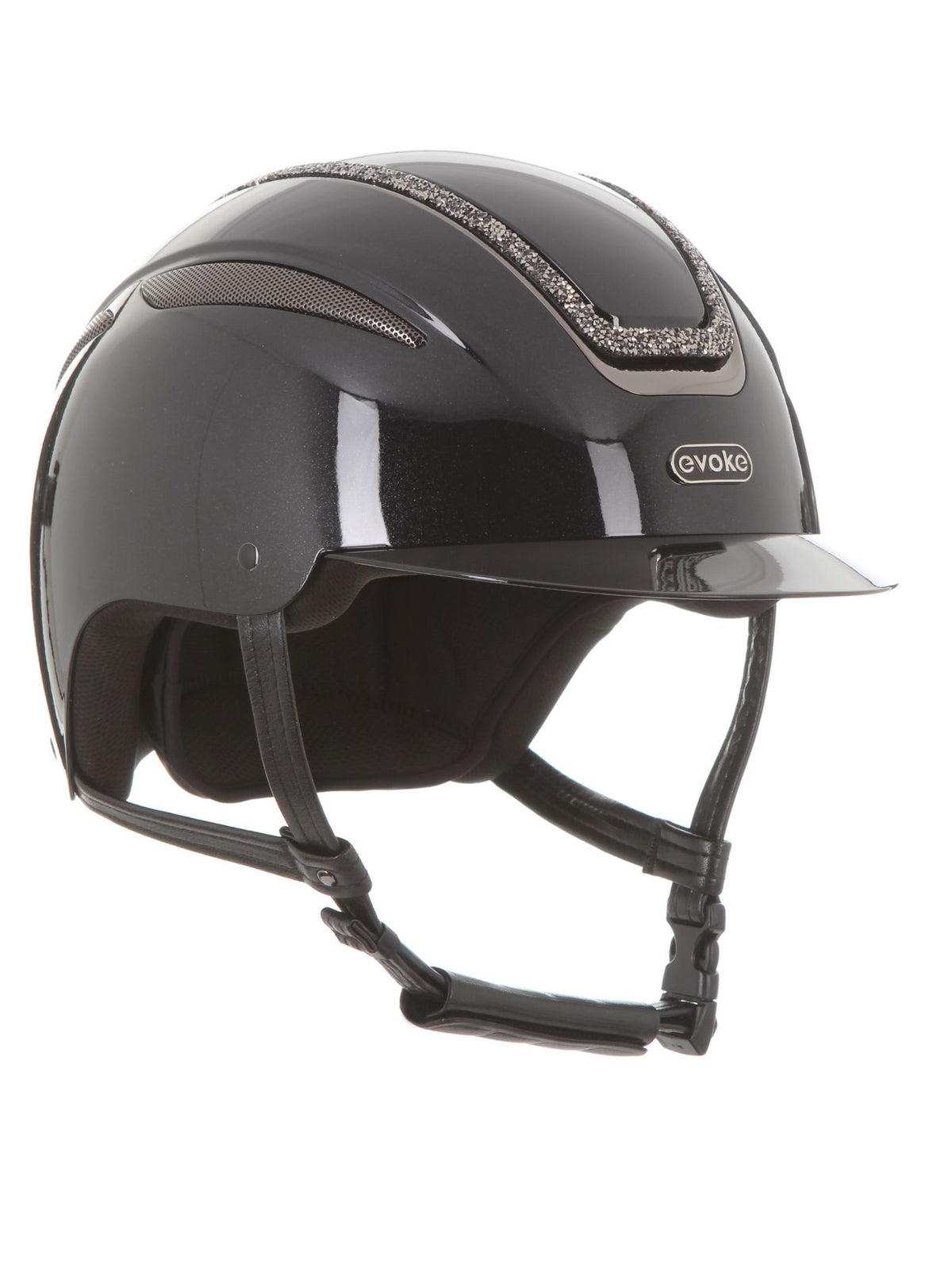Evoke Callisto Riding Hat Black Metallic Marcasite Crystal Frame