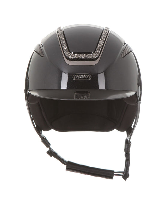 Evoke Callisto Riding Hat Black Metallic Marcasite Crystal Frame