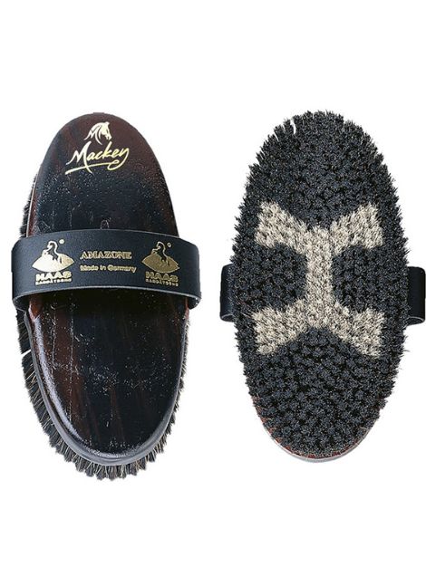 Mackey brand horse brush with bristle head on a white background