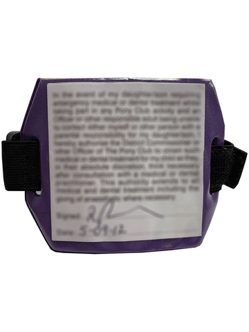Child's Pony Club Medical Armband with Paper Insert