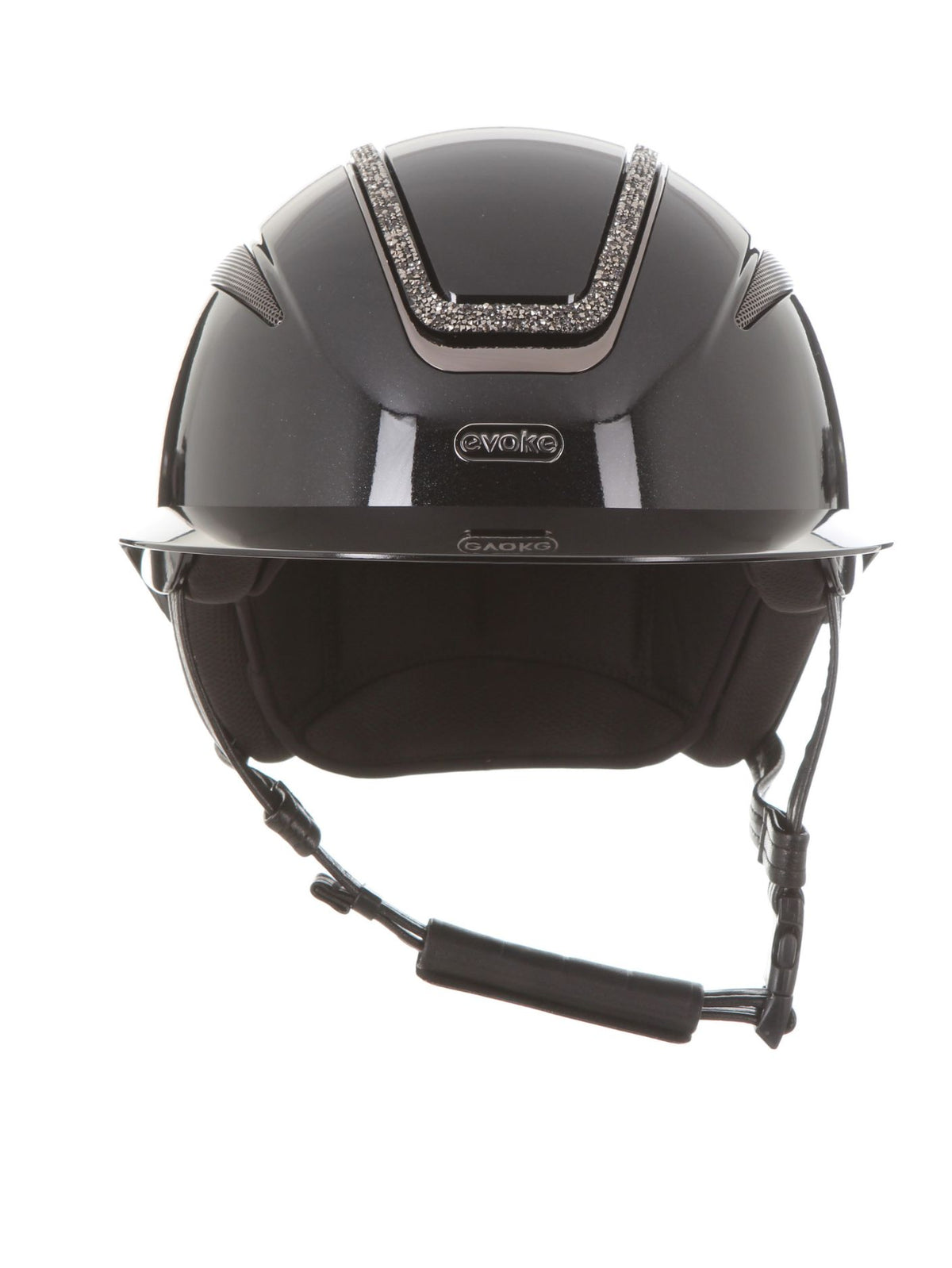 Evoke Callisto Riding Hat Black Metallic Marcasite Crystal Frame