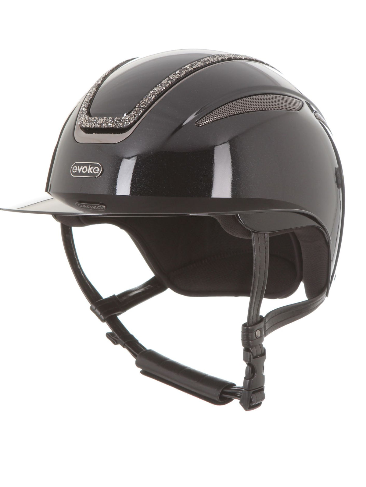 Evoke Callisto Riding Hat Black Metallic Marcasite Crystal Frame