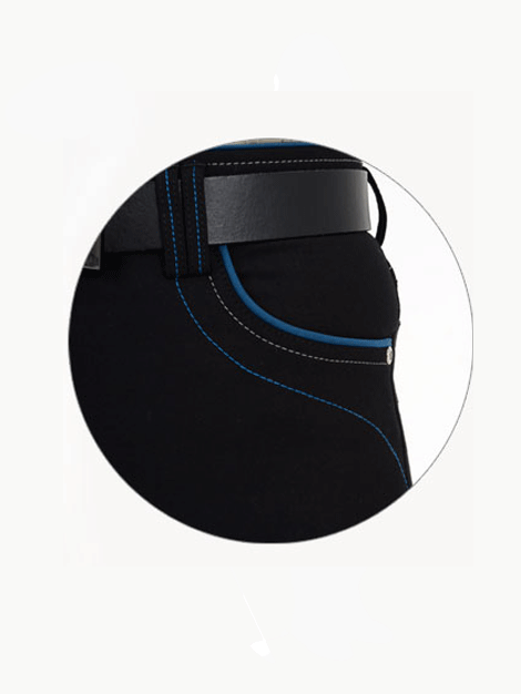 Rugged Horse Black with Teal Stitch Breeches - JS3A