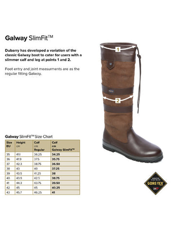 Dubarry Galway Slim Fit size chart